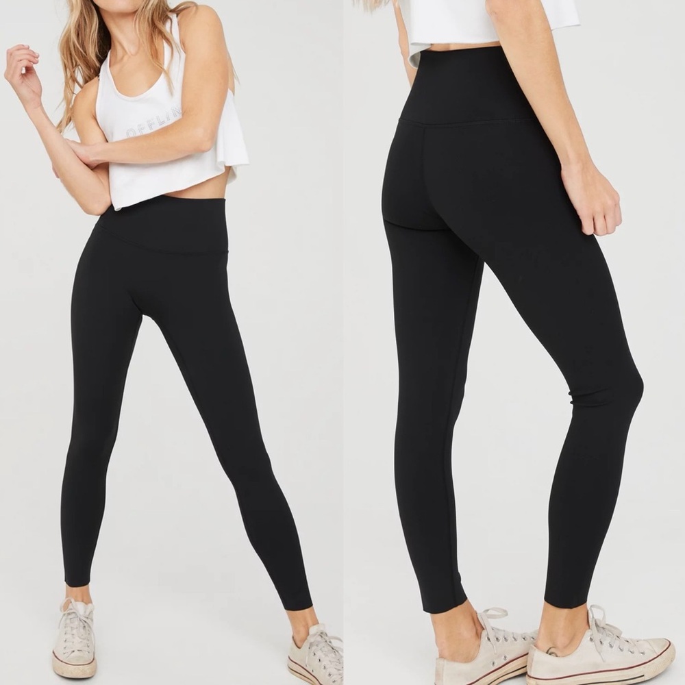 Offline by Aerie Goals 7/8 Leggings L Black High-Rise‎ Stretch Athleisure